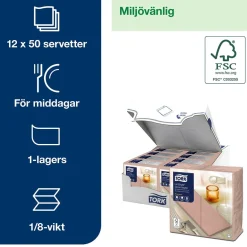 Servett Tork LinStyle 1/8 Vikt Korall 39x39cm