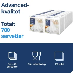 Servett Tork Linstyle 1/4-vikt Vit 39x39cm