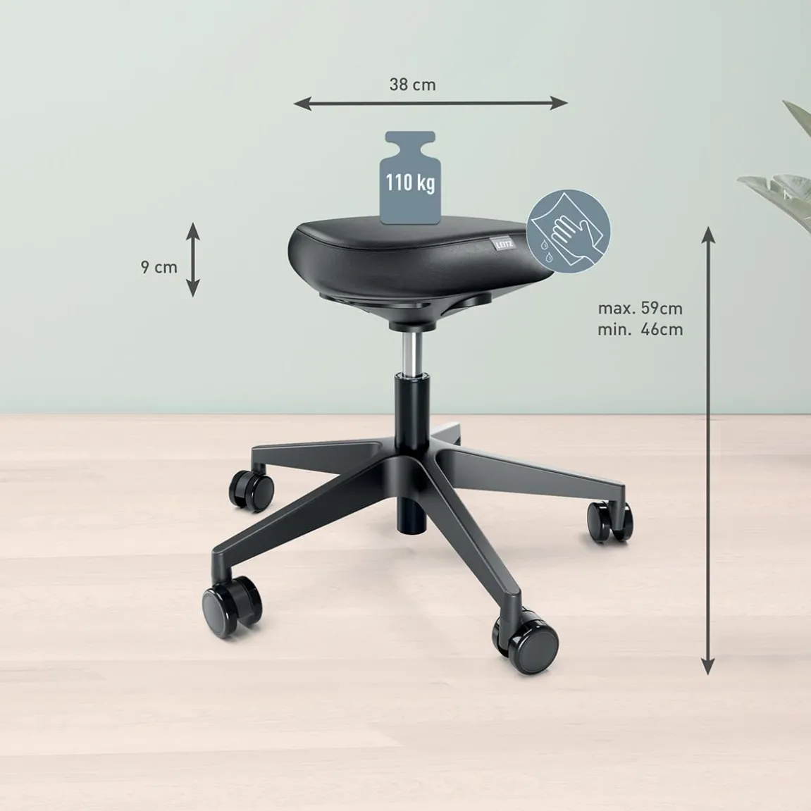 Sittpall Leitz Ergo Med Hjul Svart
