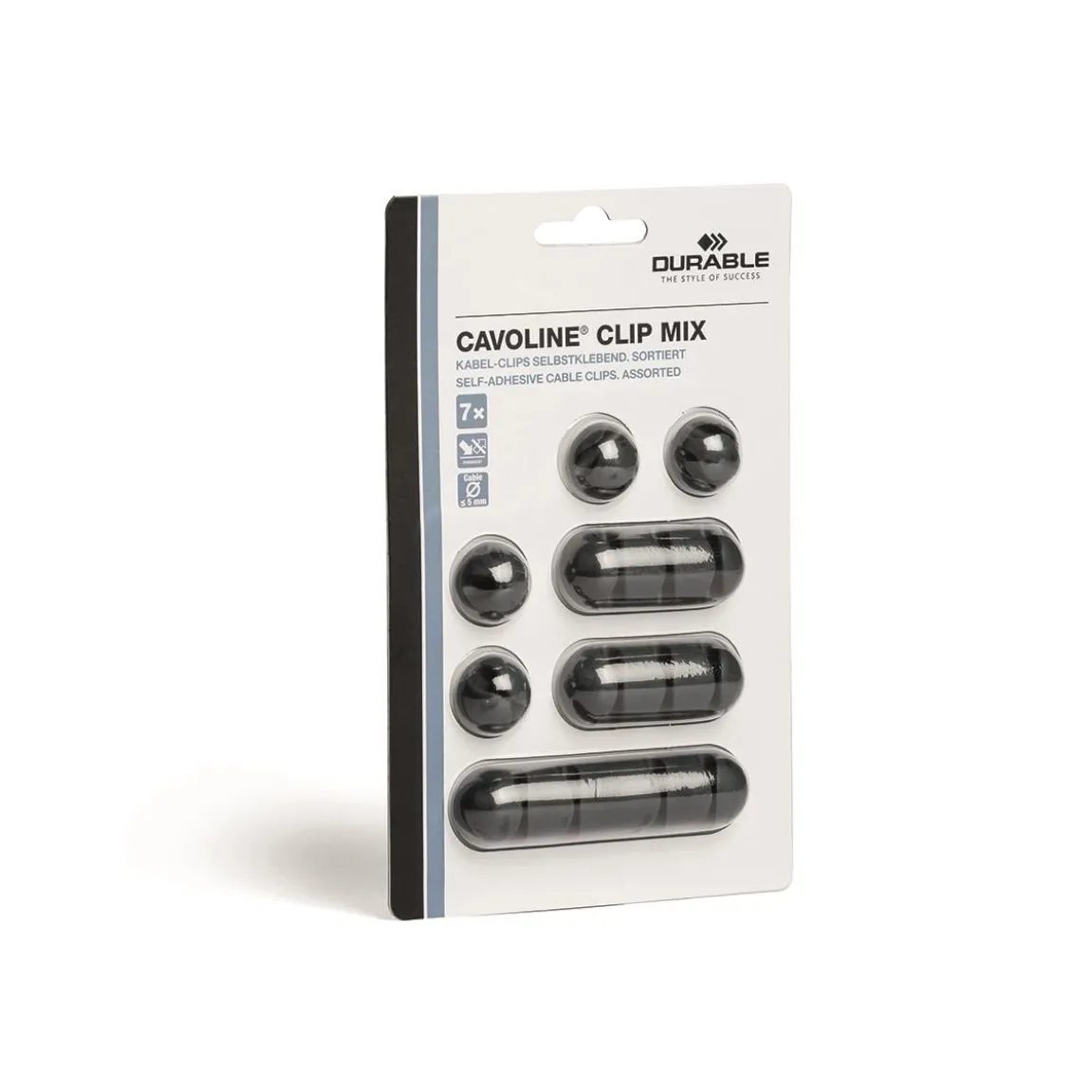 Självhäftande kabelklämma Durable Cavoline Clip mix grå