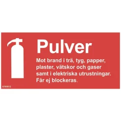 Skylt Brandsläckare Pulver ABC 200x100mm