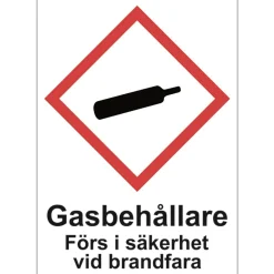 Skylt Gasbehållare A4