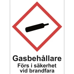 Skylt Gasbehållare A5