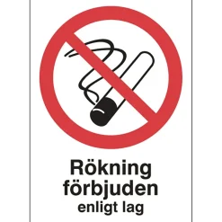 Skylt Rökning Förbjuden A5