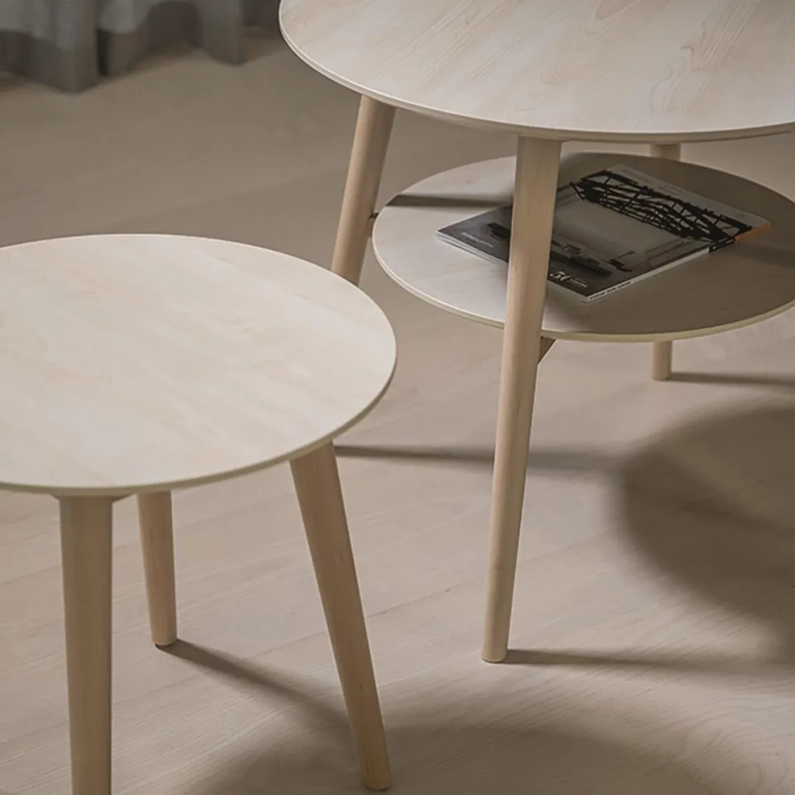 Soffbord inoff Gear Med Underhylla Svart/Svart Ø70, H52