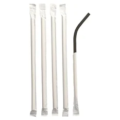 Sugrör Papper Singelpack Svart Ø6x200mm