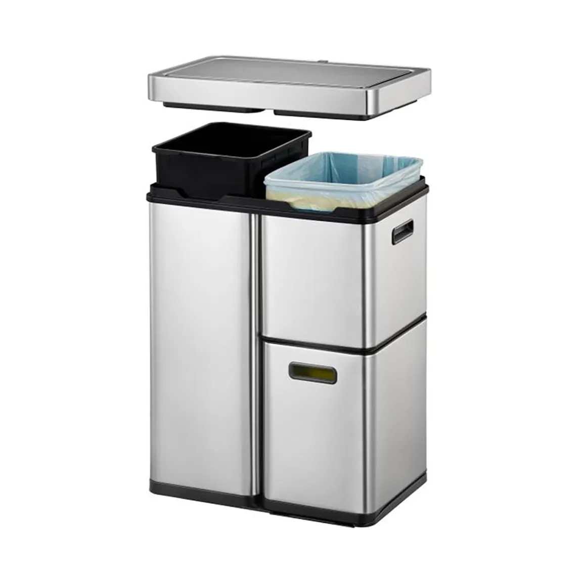 Återvinningskärl EKO Recycle Mirage Plus Sensor Rostfritt 30+15+15L