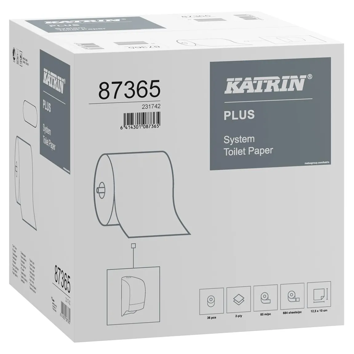 Toalettpapper Katrin System Plus 2-lg Vit 85,5m