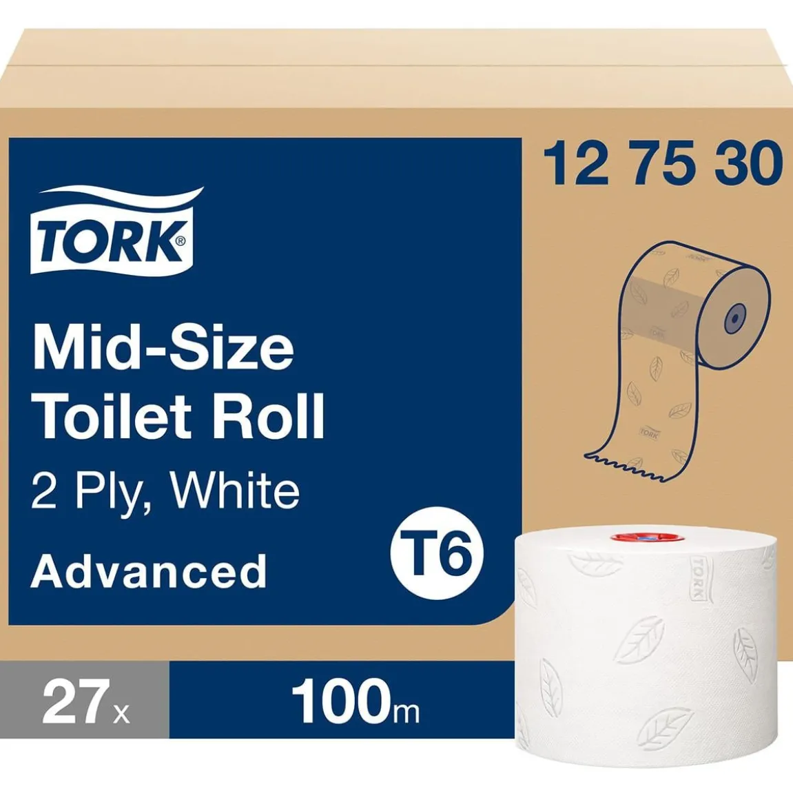 Toalettpapper Tork T6 Advanced 2-lg Vit 100m