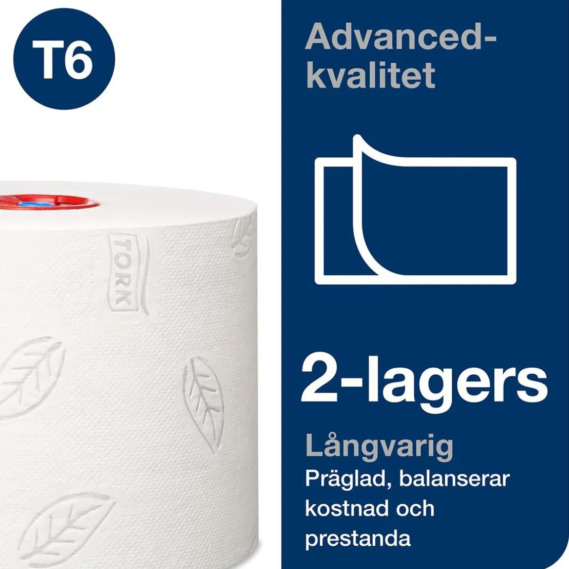 Toalettpapper Tork T6 Advanced 2-lg Vit 100m