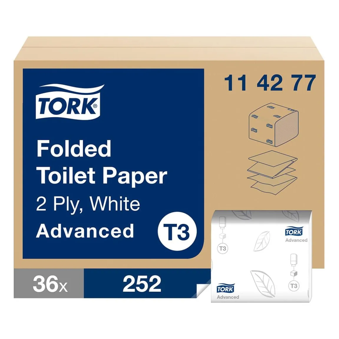 Toalettpapper Tork T3 Advanced 2-lg Vit 19x11cm