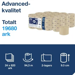 Toalettpapper Tork T7 Coreless Advance 2-lg Natur 94,3m