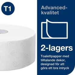 Toalettpapper Tork T1 Jumbo Advanced 2-lg Vit 360m