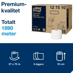 Toalettpapper Tork T6 Mid-size Premium 3-lg Vit 70m