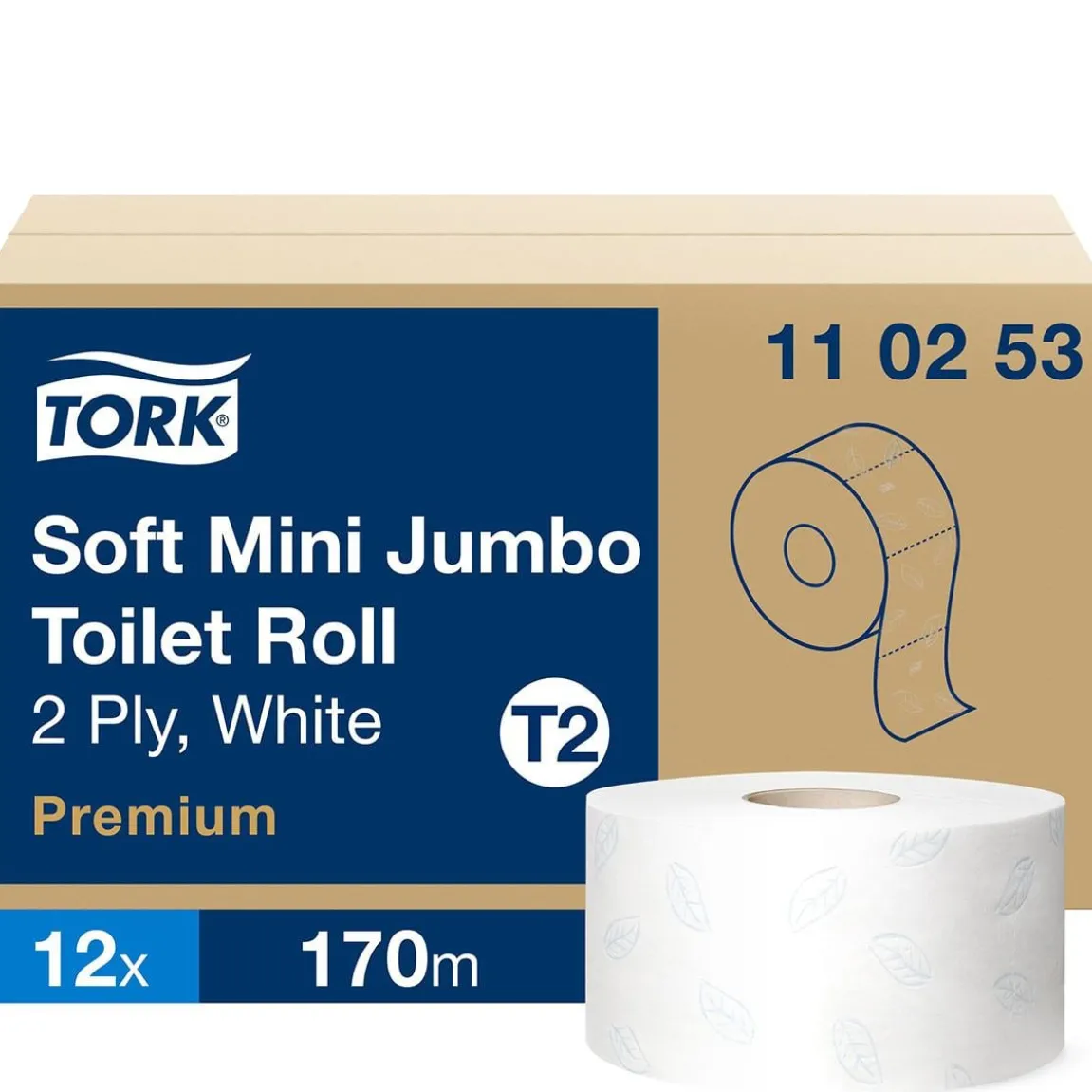 Toalettpapper Tork T2 Mini Jumbo Prem 2-lg Vit 170m