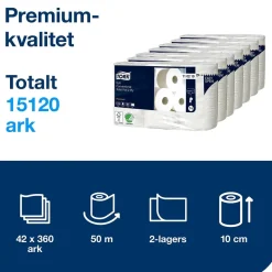 Toalettpapper Tork T4 Premium 2-lg Vit 50,4m