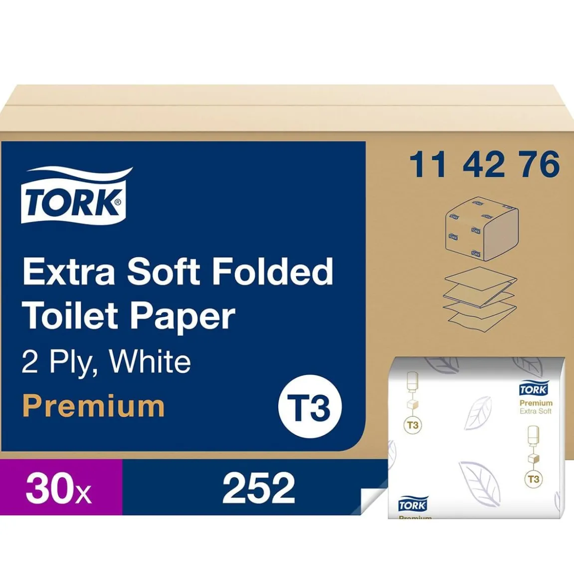 Toalettpapper Tork T3 Prem Soft 2-lg Vit 19x11cm