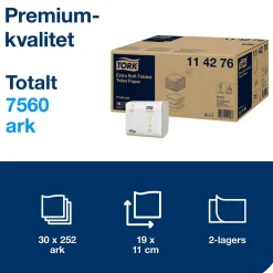 Toalettpapper Tork T3 Prem Soft 2-lg Vit 19x11cm