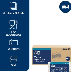 Torkpapper Tork W4 Plus Vit 32,4x38,5cm