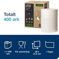 Torkrulle Tork W1/2/3 Mjuk 1-lag Vit 32cmx152m