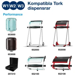 Torkrulle Tork W1/2/3 Plus 2-lag Vit 258mmx255m