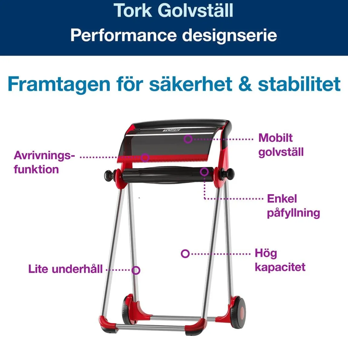 Torkrullställ Tork W1 Golv Med Hjul Röd/Svart
