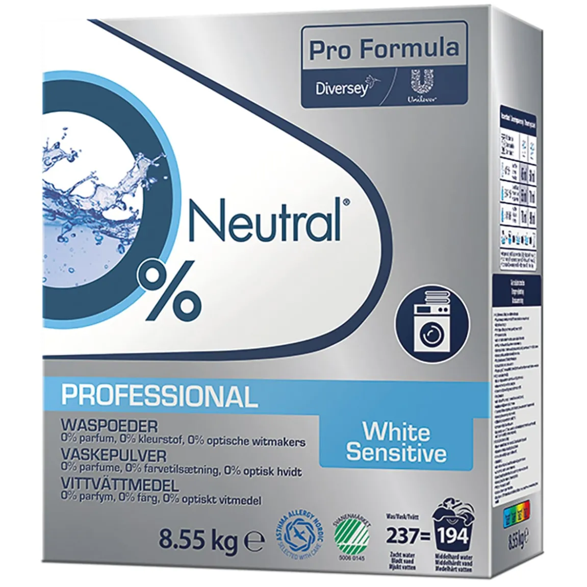 Tvättmedel Neutral Vittvätt Sensitive Oparfy Pulver 8,55kg
