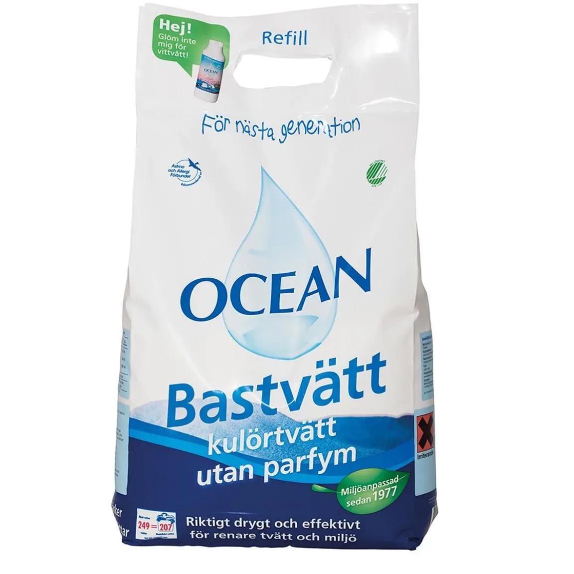 Tvättmedel Ocean Bastvätt Oparfymerad Refill 6,2kg