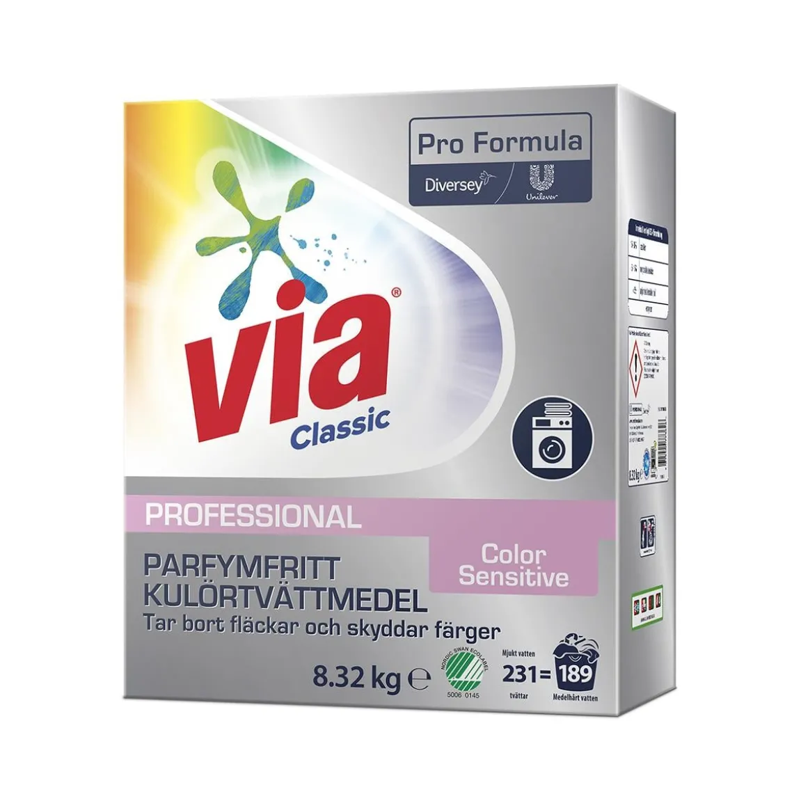 Tvättmedel Via Professional Color Plus Oparfymerad 8,32kg