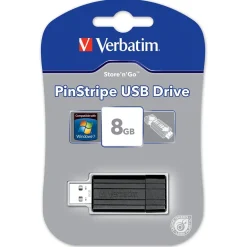 USB-Minne Verbatim PinStripe 8GB Svart