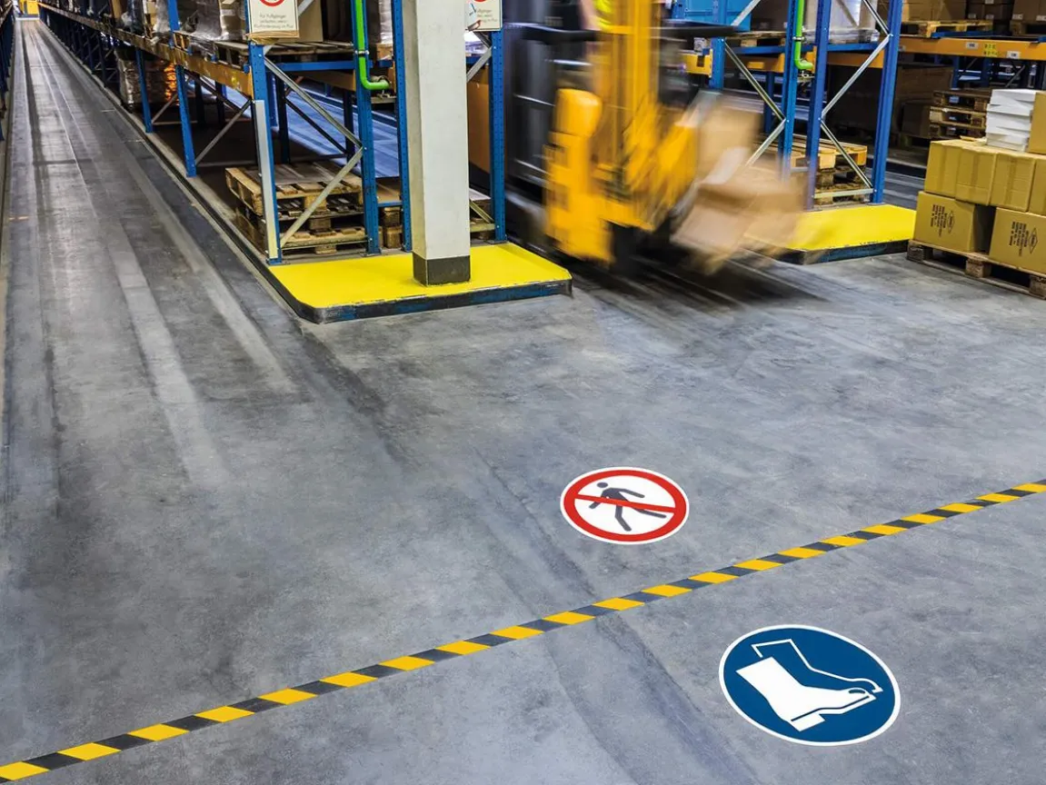 Varseldekal Durable "Förbjudet för gående" Röd Ø430mm