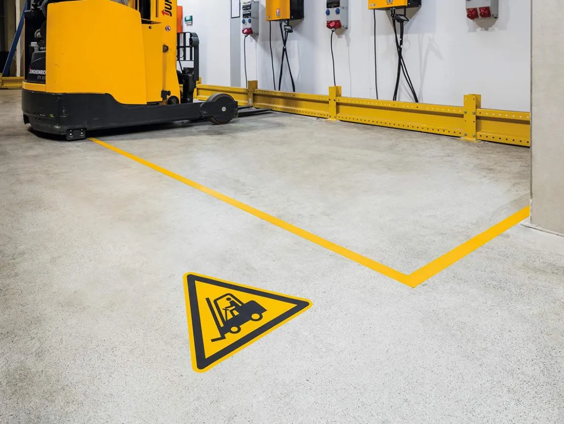 Varseldekal Durable "Varning för truckar" Gul Ø430mm