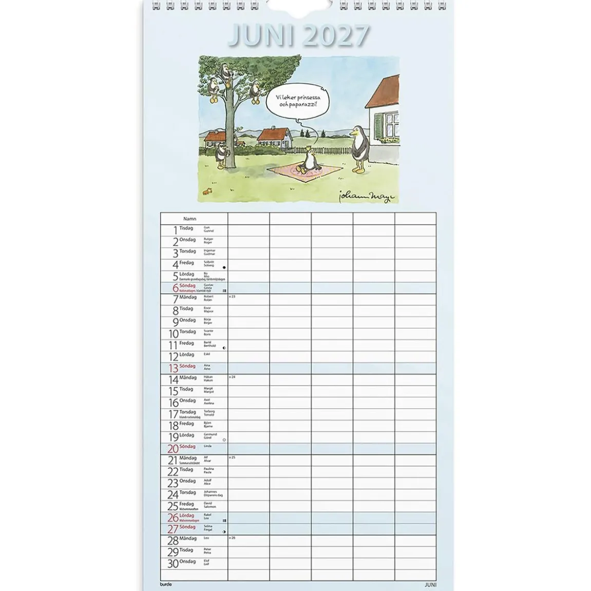Väggkalender Burde 1758 Familjekalender Rolig 2027