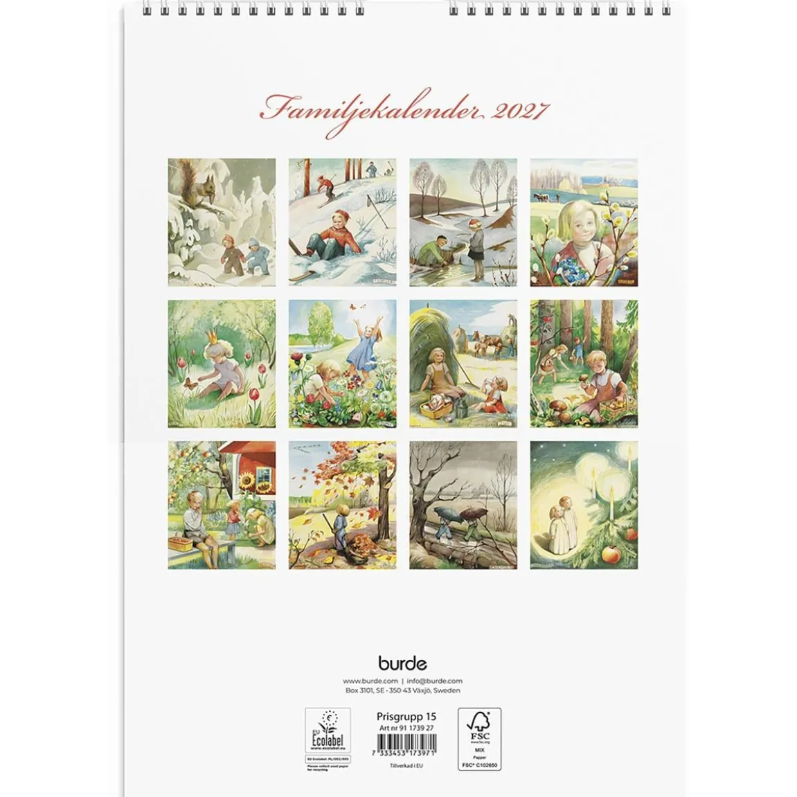 Väggkalender Burde 1739 Familje Kerstin Frykstrand 2027