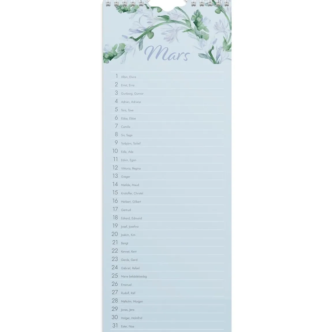 Väggkalender Burde 1890 Födelsedagar