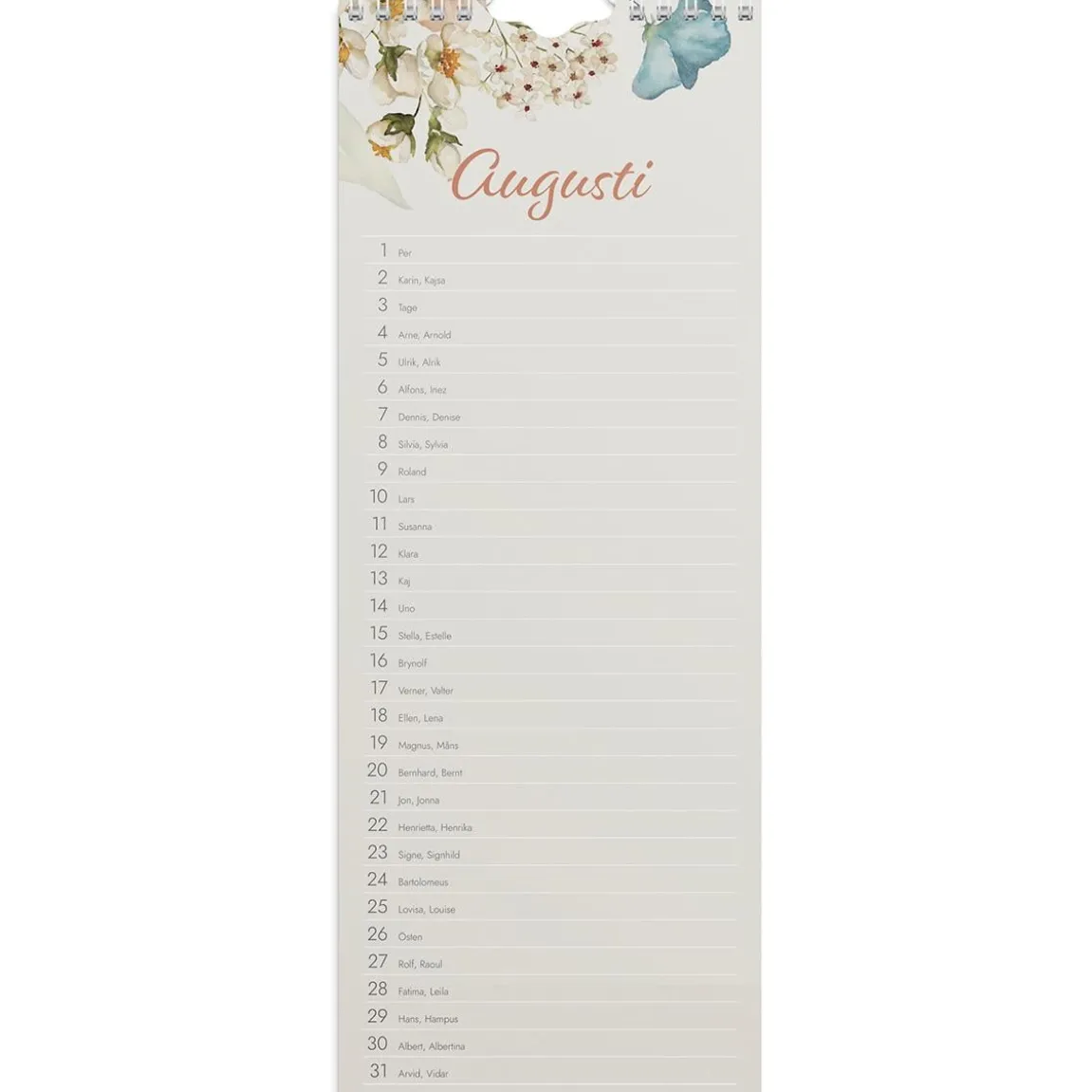 Väggkalender Burde 1890 Födelsedagar