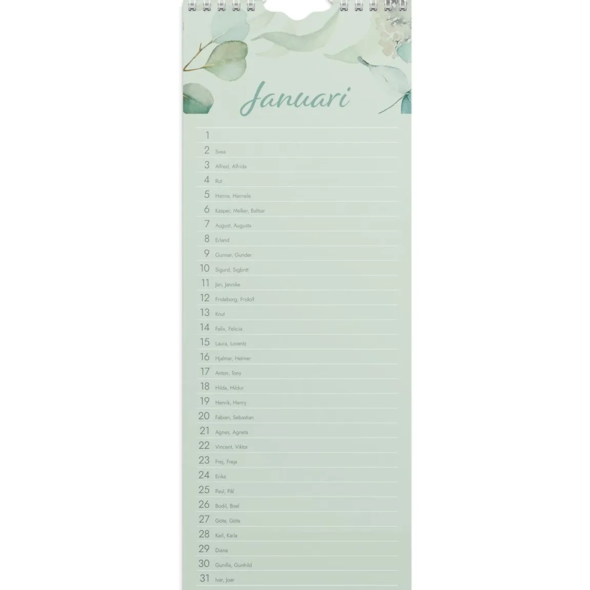 Väggkalender Burde 1890 Födelsedagar