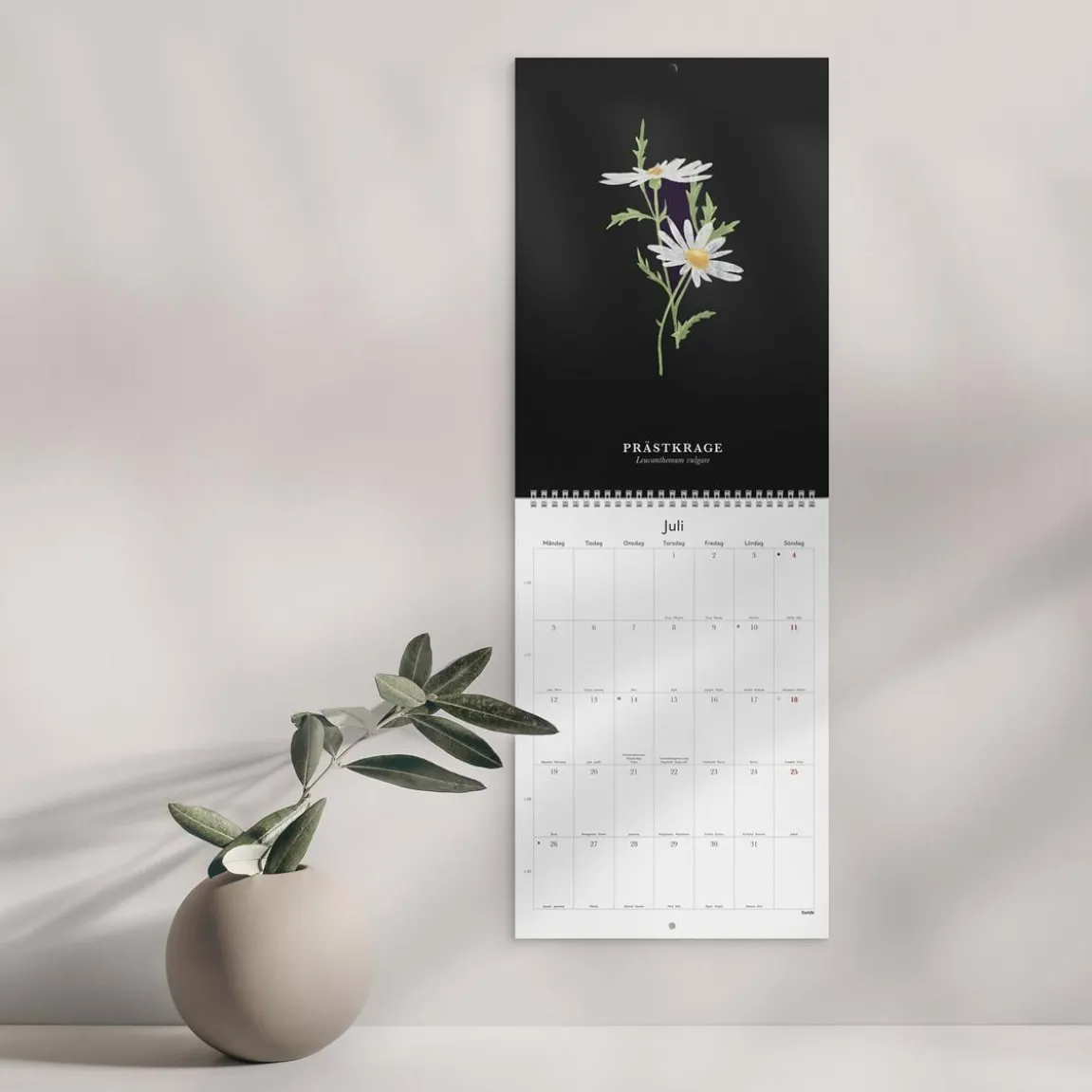 Väggkalender Burde 1799 Illustrerad Blomster 2027 A4