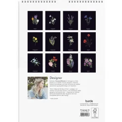 Väggkalender Burde 1799 Illustrerad Blomster 2027 A4