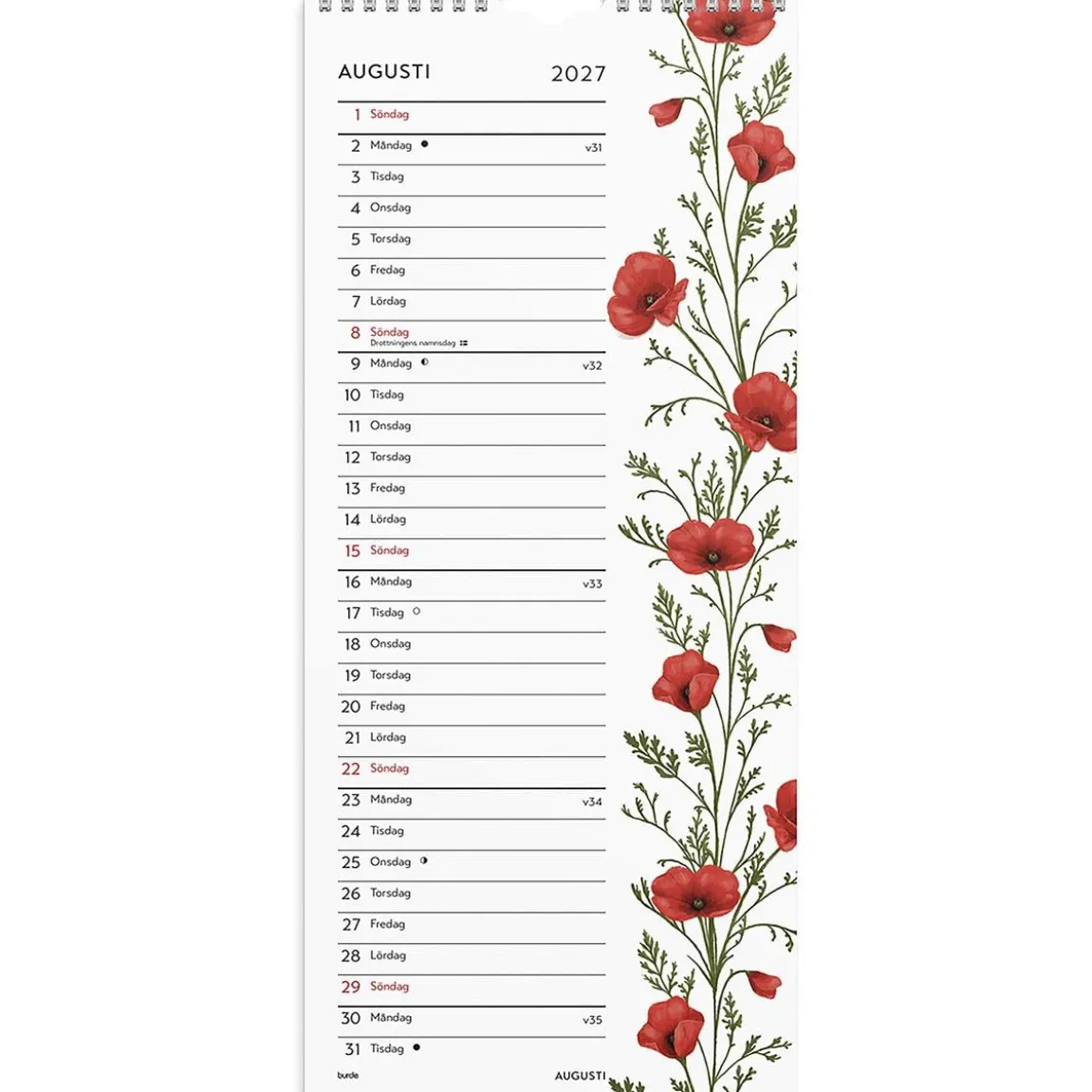 Väggkalender Burde 1779 Lilla Blomsterkalendern 2027
