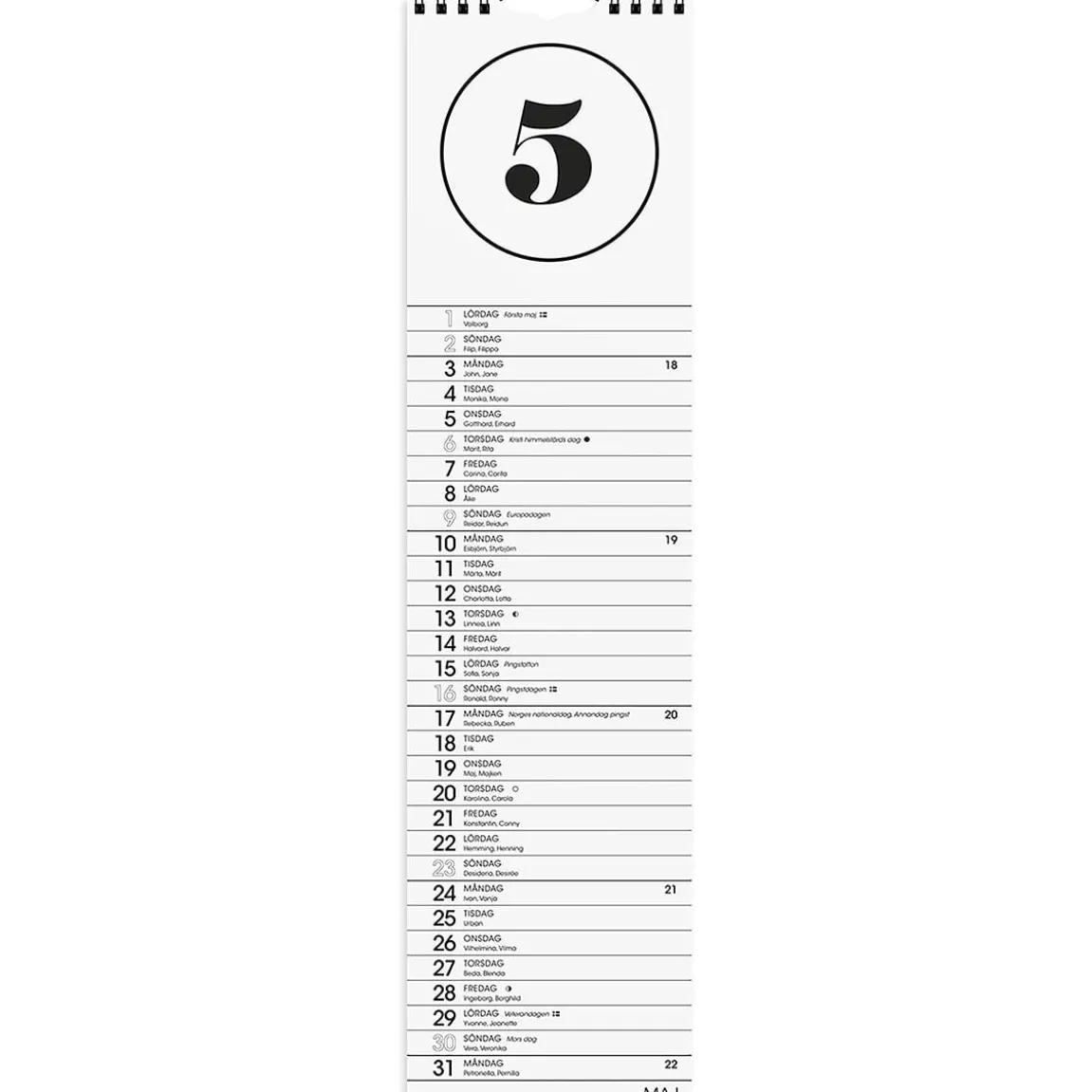Väggkalender Burde 1768 Simple 2027