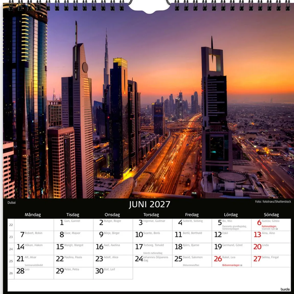 Väggkalender Burde 1795 Skylines 2027
