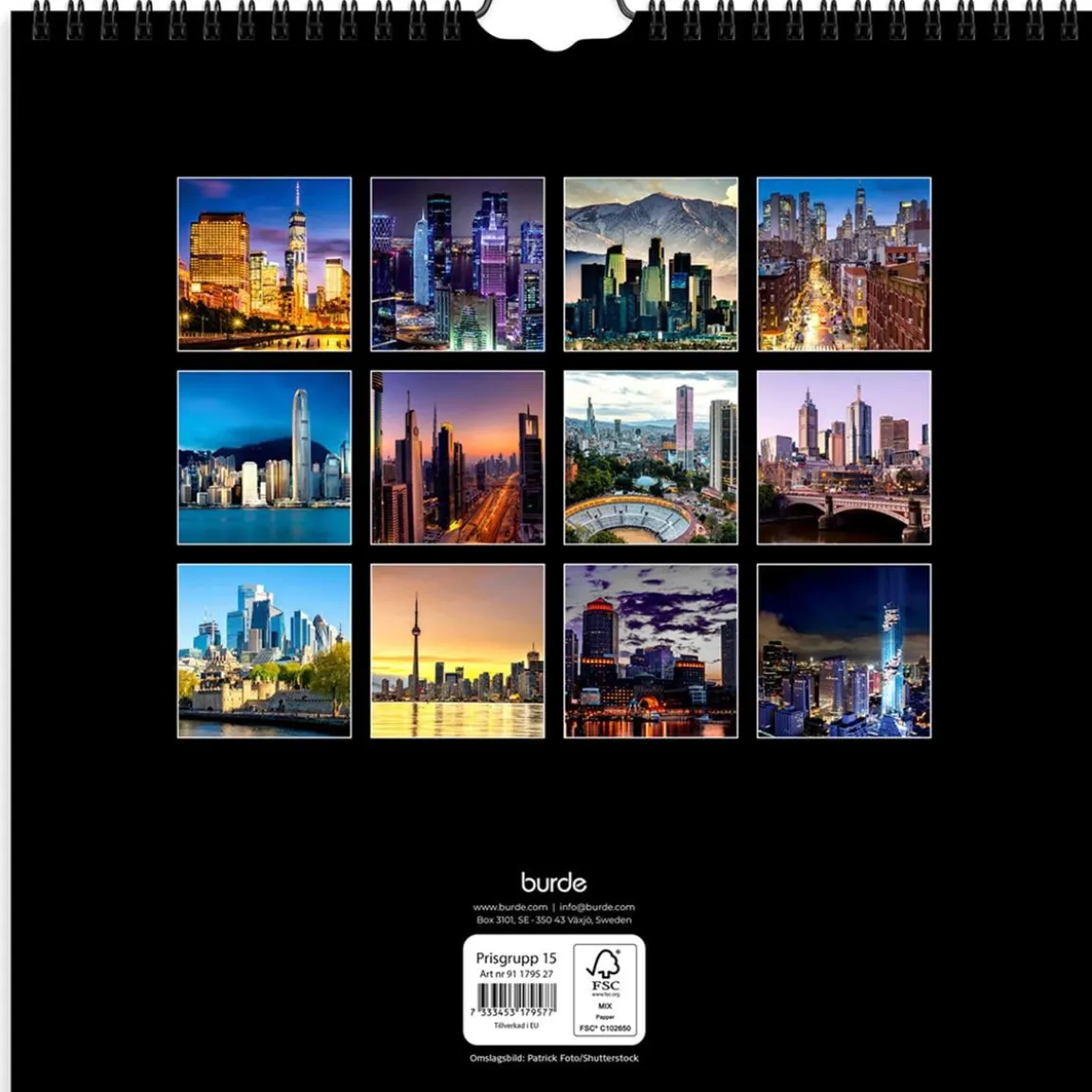 Väggkalender Burde 1795 Skylines 2027