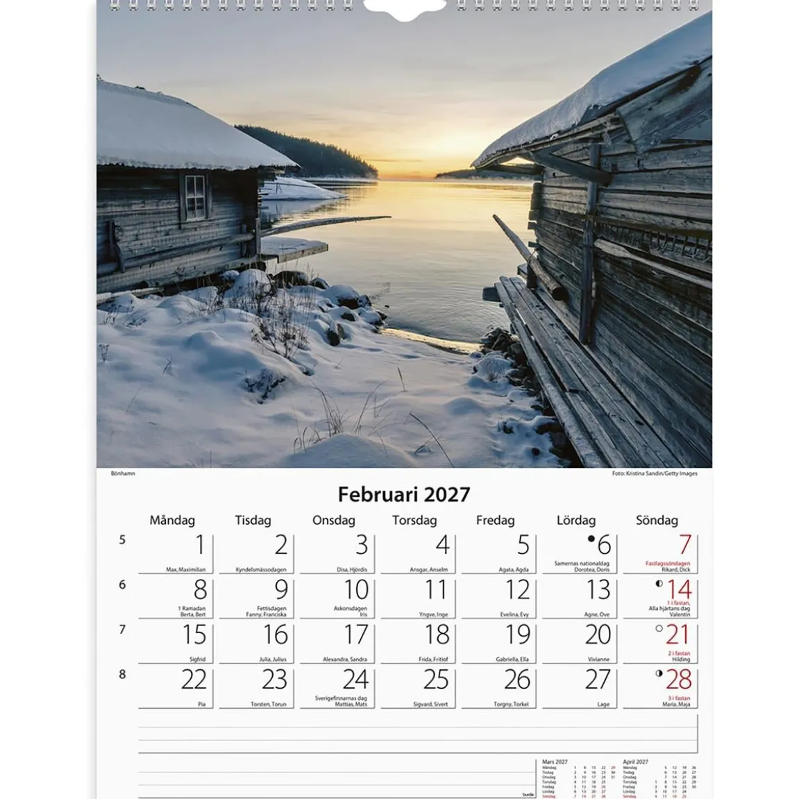 Väggkalender Burde 1778 Svenska kusten 2027
