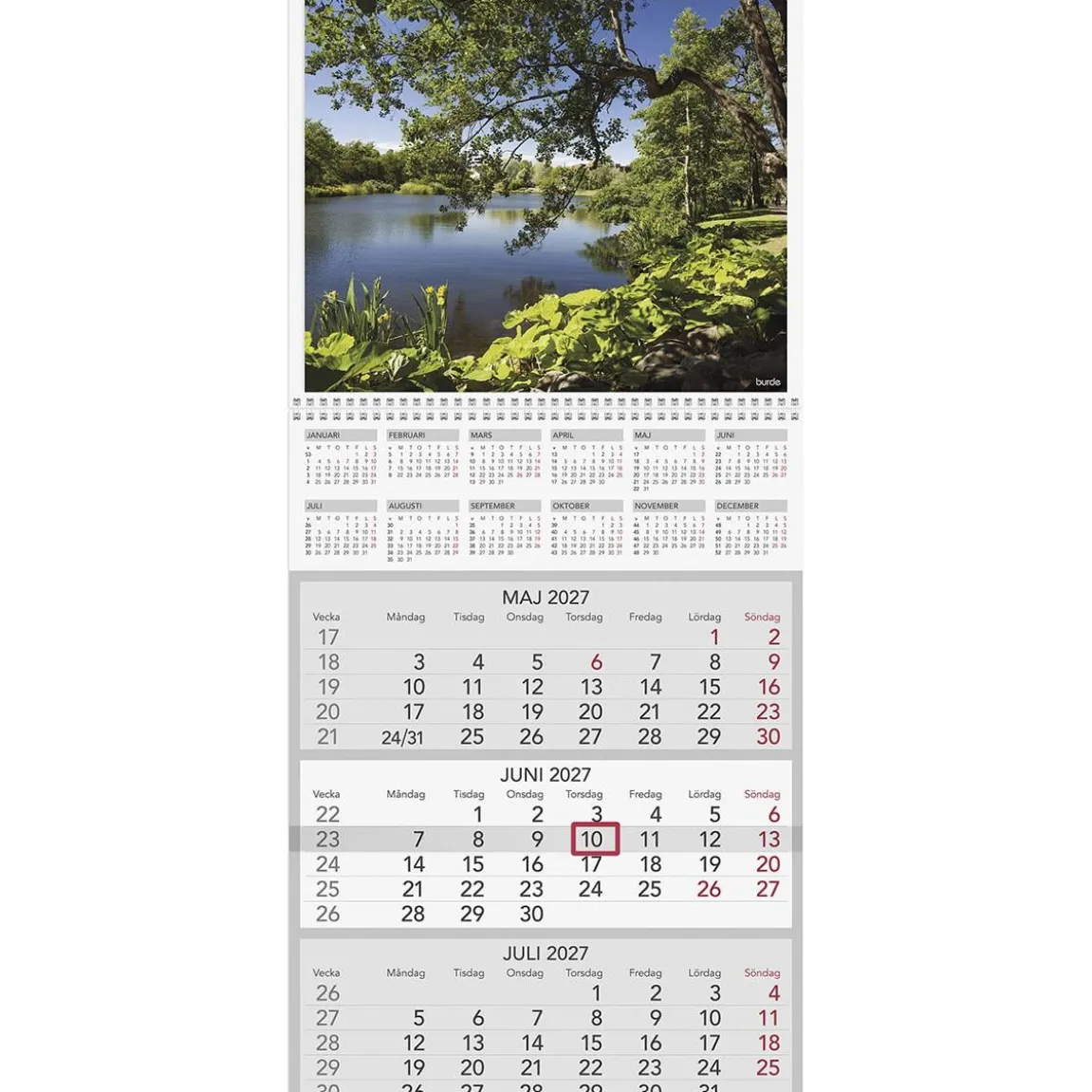 Väggkalender Burde 1746 Trebello 2027