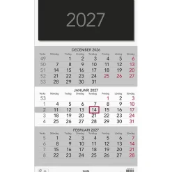 Väggkalender Burde 1745 Triplaner Elegant 2027