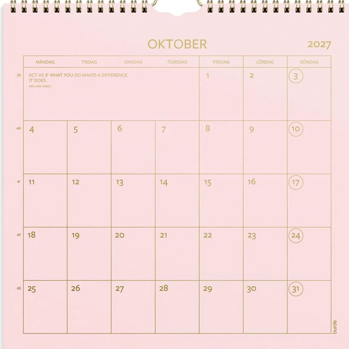 Väggkalender Burde 1752 Väggkalender Color 2027