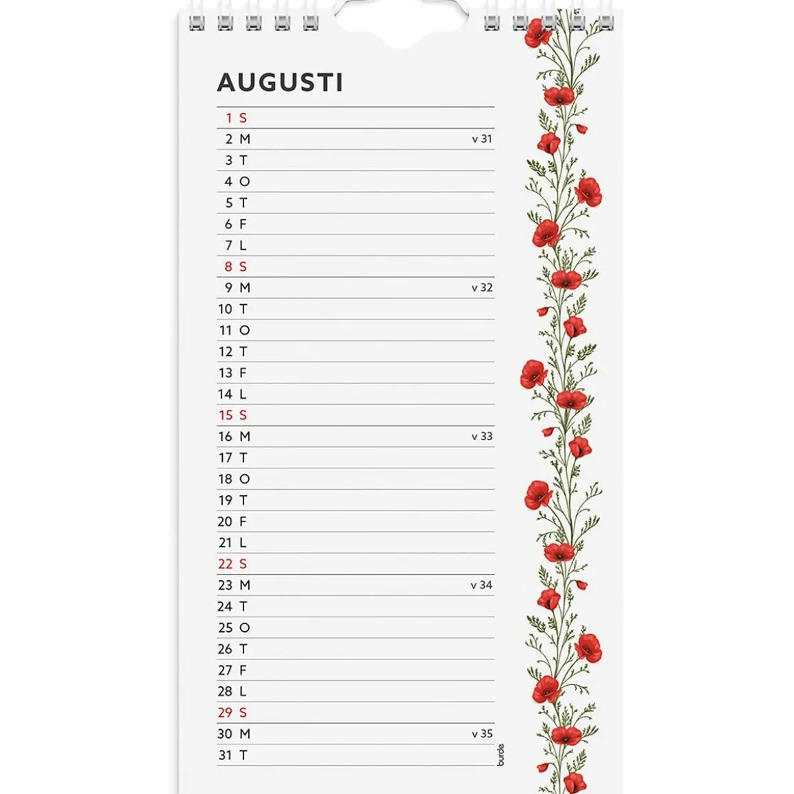 Väggkalender Burde 1783 Väggkalender Mini 2027