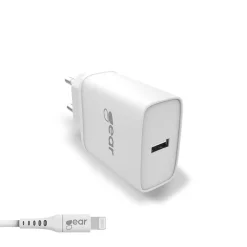 Väggladdare Gear 1xUSB-A 10W 2,4A Kabel USB-A till Lightning 1m