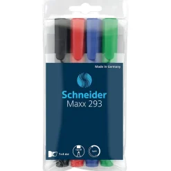 Whiteboardpenna Schneider 293 Snedskuren 4 färger 1-4mm
